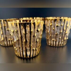 4 Imperial Glass. “Bambu Gold” 15oz raised 24kt gold.  Lowball